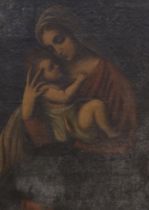 19th century, Italian School, oil on canvas, Madonna and child, unsigned, unframed, 67 x 51cm