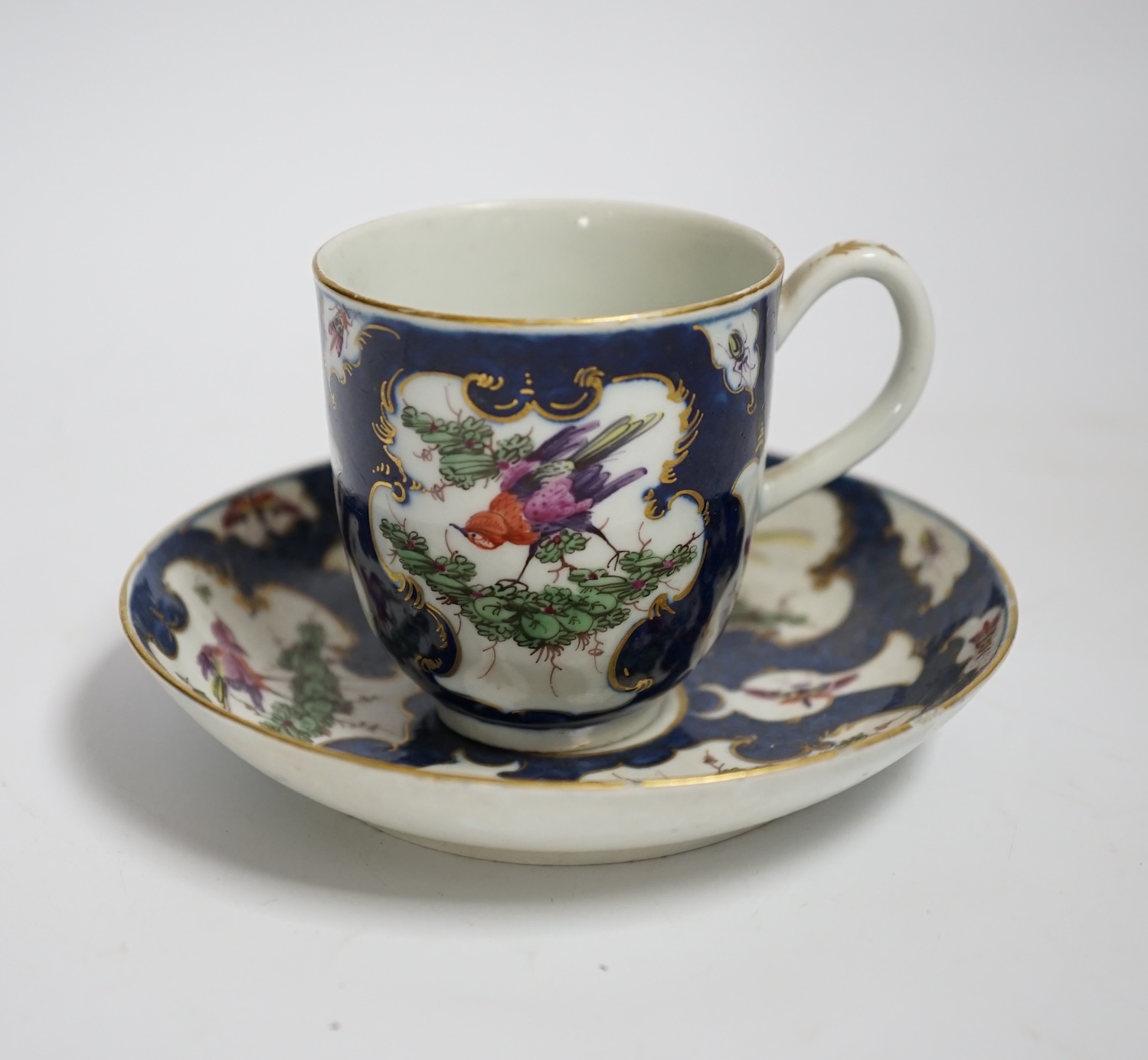 A Worcester scale blue cup and saucer, c.1775