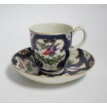 A Worcester scale blue cup and saucer, c.1775