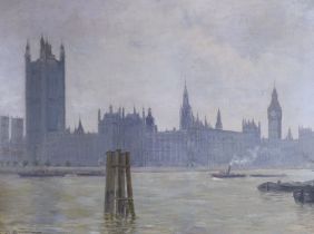 Jean-Jacques Rousseau (French, 1861-1911), oil on canvas, ‘Londres 1891’, The Houses of Parliament