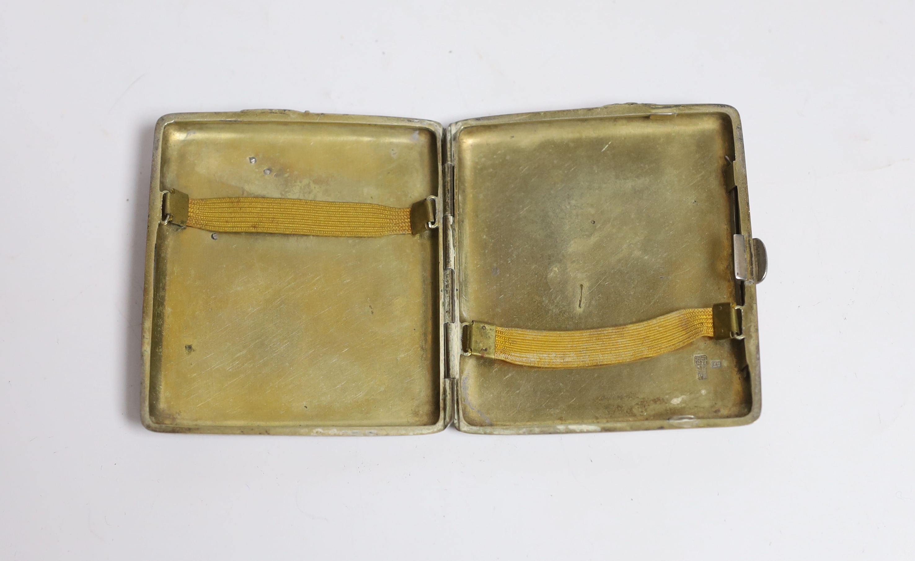 A late 19th/early 20th century Chinese Export white metal cigarette case, by Tuck Chang?, with - Image 2 of 3