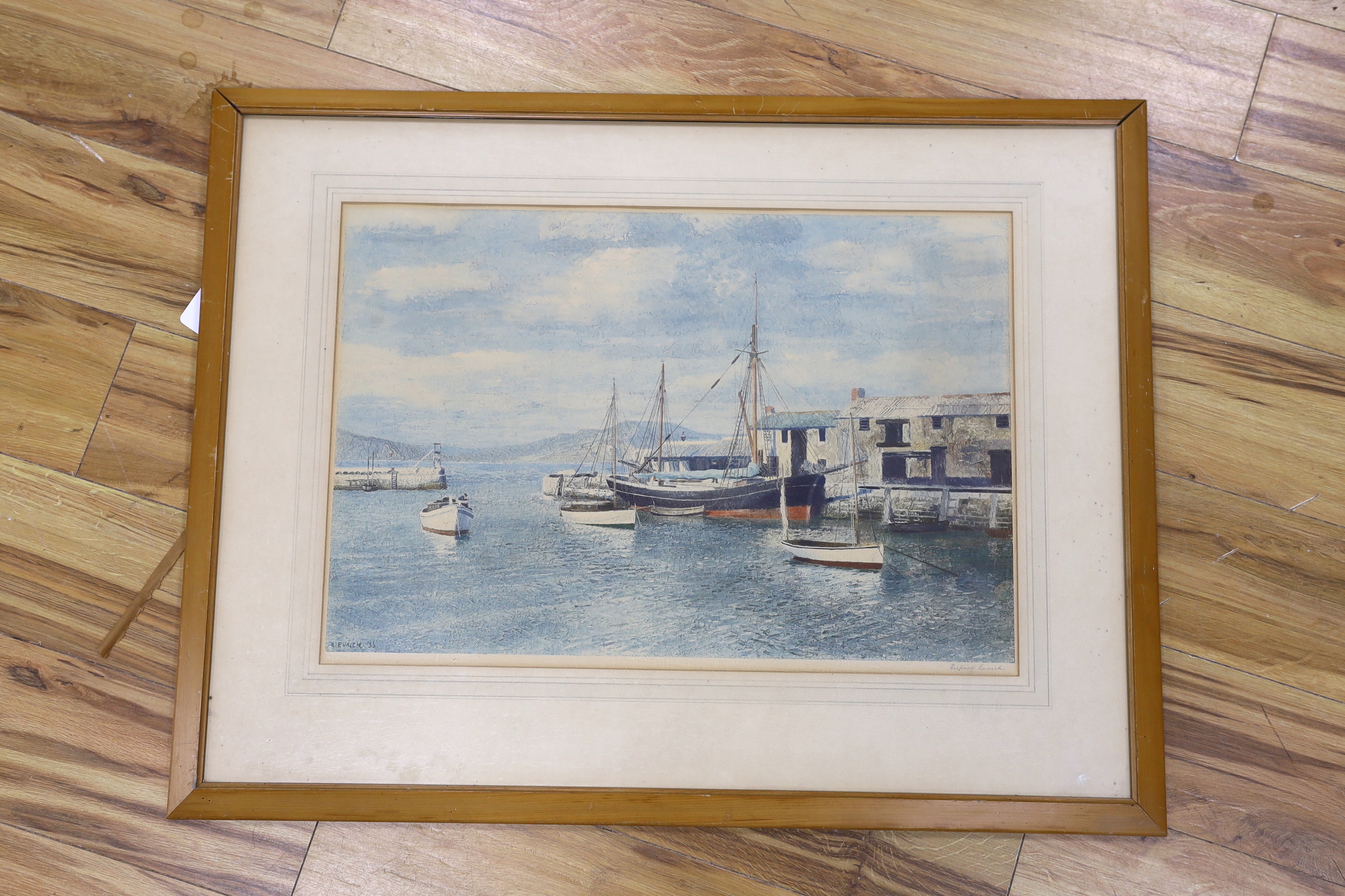 After Richard Eurich (1903-1992), colour lithograph, 'The Mary Eliza, Lyme Regis', signed in pencil, - Image 2 of 3