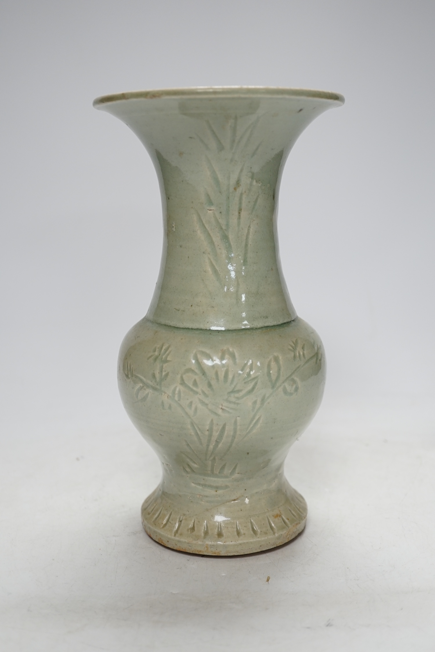 A Chinese celadon small yen-yen vase, probably Yuan dynasty, 23cm - Image 3 of 5