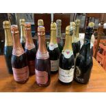 Thirteen bottles of assorted champagne and sparkling wine, to include Moet and Lanson