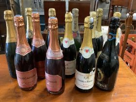 Thirteen bottles of assorted champagne and sparkling wine, to include Moet and Lanson