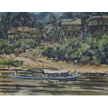 Christopher Meis? (20th century), oil on canvas, 'River Scene, Borneo', signed and dated '67,