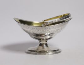 A George III engraved silver sugar basket, by Hester Bateman, London, 1790, width 13.7cm, 4.4oz.