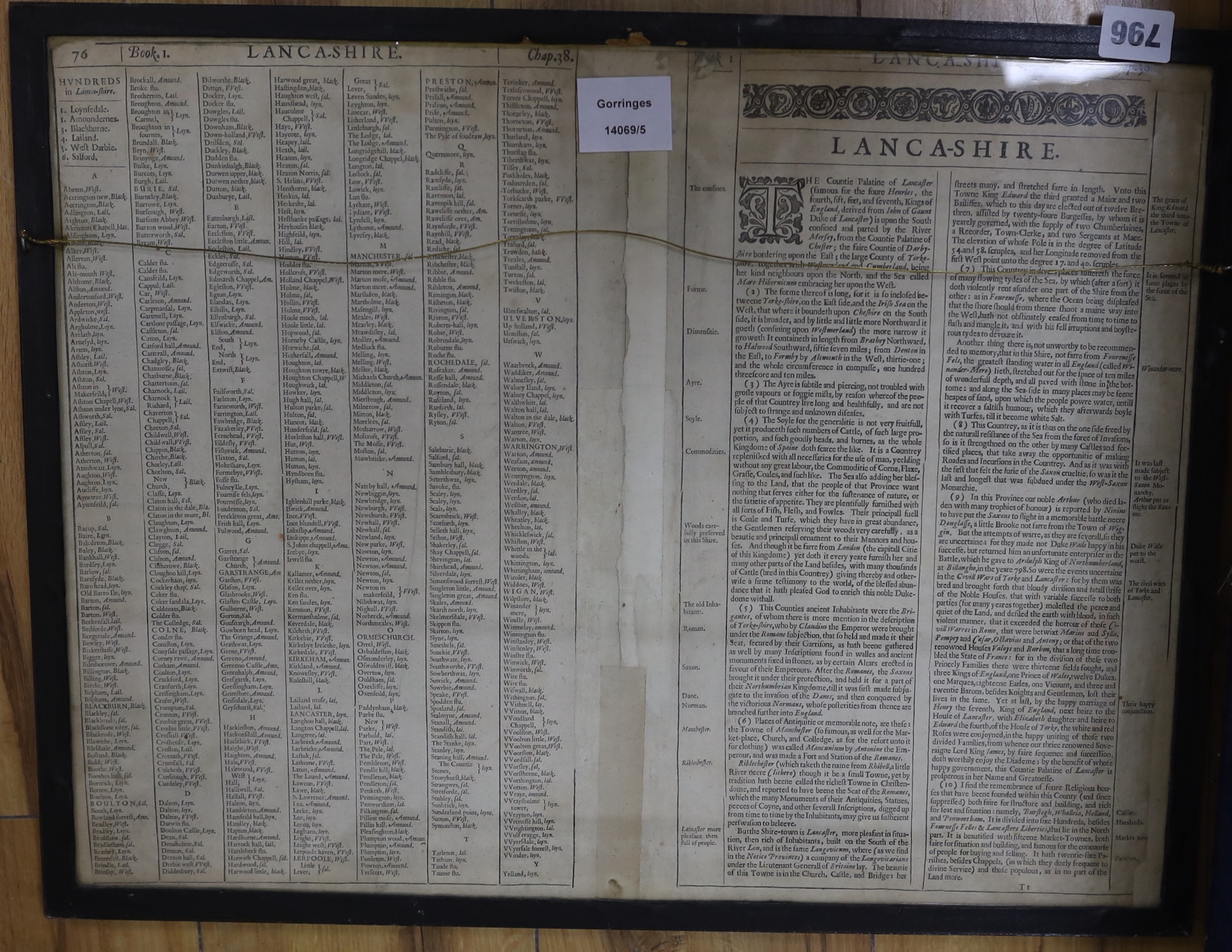 After John Speed (1552-1629), hand-coloured engraved map, ‘The Countie Palletine of Lancaster - Bild 3 aus 3