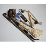 A quantity of various pipes including Meerschaum