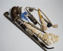 A quantity of various pipes including Meerschaum
