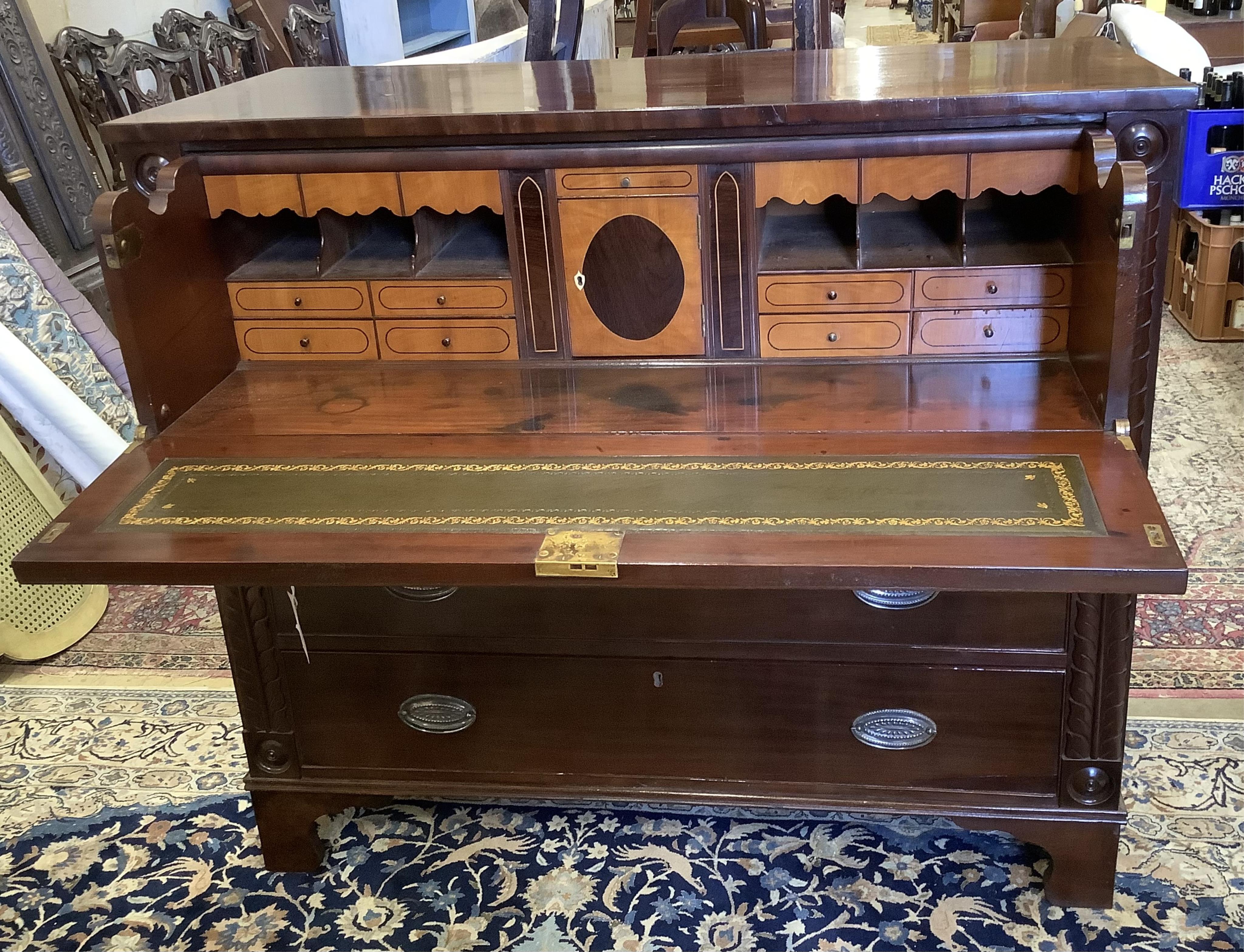 A George IV mahogany secretaire chest, width 120cm, depth 54cm, height 106cm - Image 2 of 2