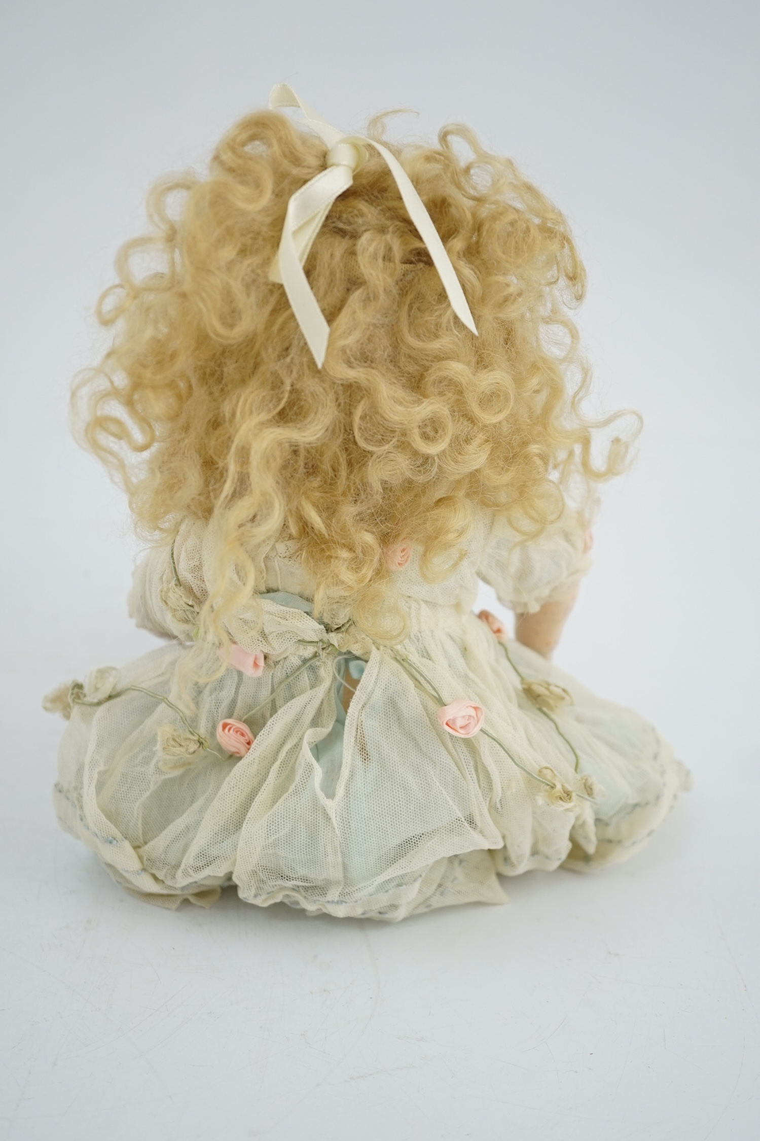 A Kammer & Reinhart / S & H bisque head doll, pierced ears, vintage clothes, one finger missing, - Image 5 of 5