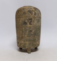 A Chinese grey pottery granary jar, Han dynasty, 22cm high