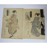 19th century Japanese school, two woodblock prints, Females wearing kimonos, 38 x 26cm, unframed