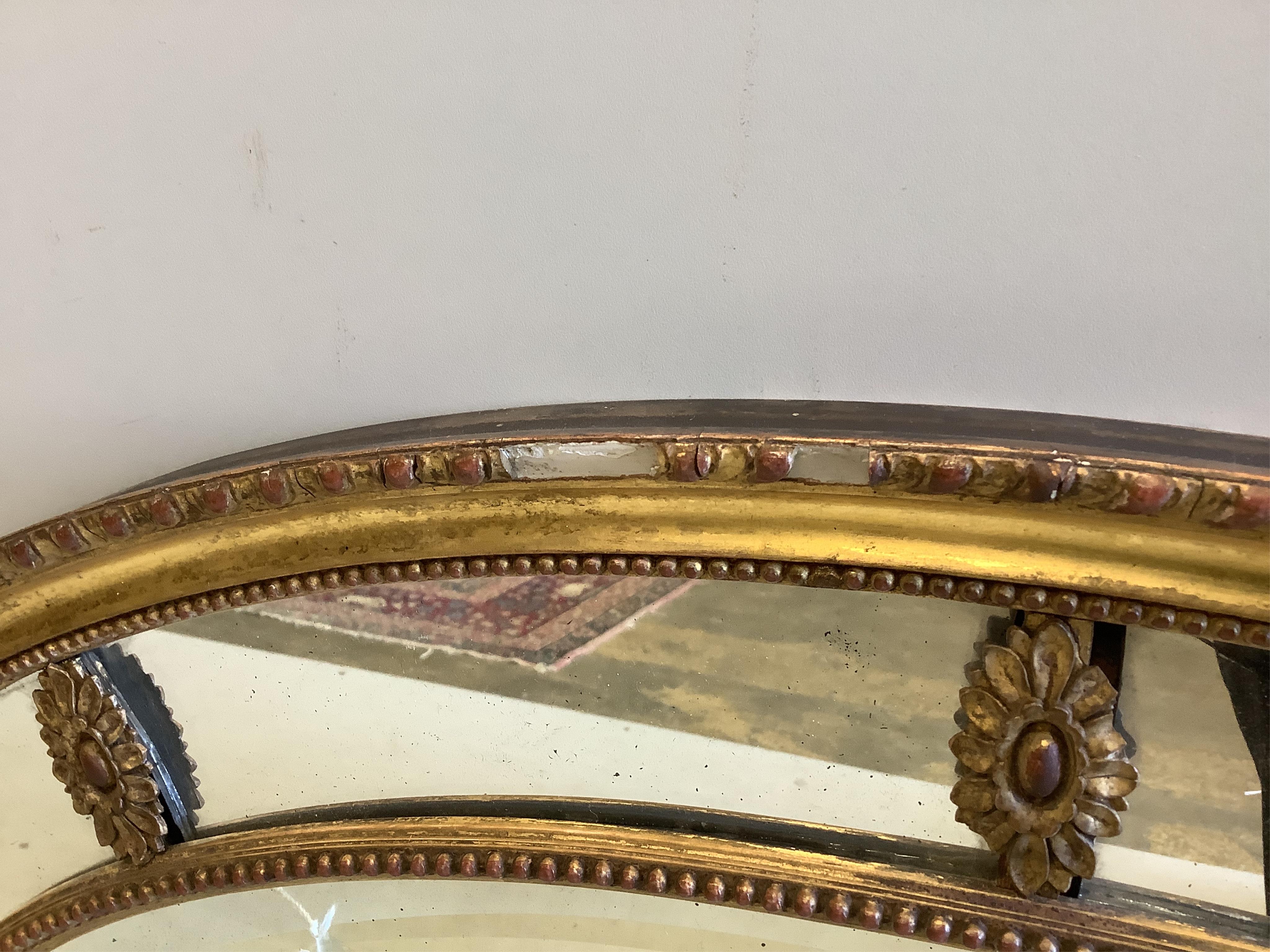 A Victorian Adam style oval giltwood and composition wall mirror with marginal plate, width 81cm, - Image 2 of 3