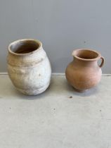 Two terracotta jars, larger height 50cm