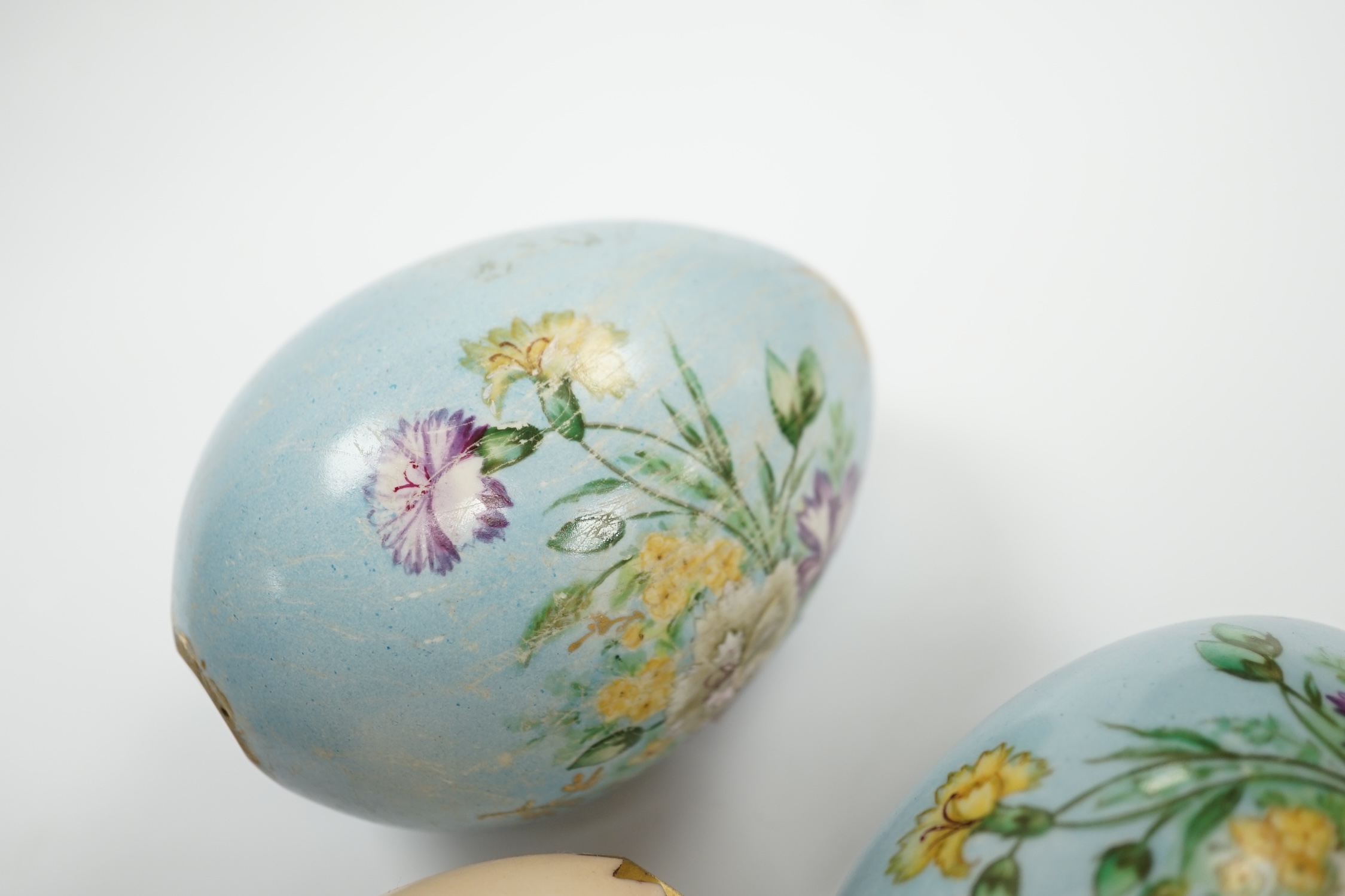 Four Russian porcelain Easter eggs, 19th century, 11cm high - Image 2 of 5