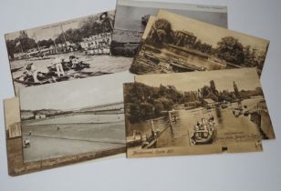 A collection of vintage topographical postcards including some local views