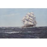 Montague Dawson (1895-1973), coloured print, ‘’Rolling Home’’, signed in pencil to label verso, 43 x