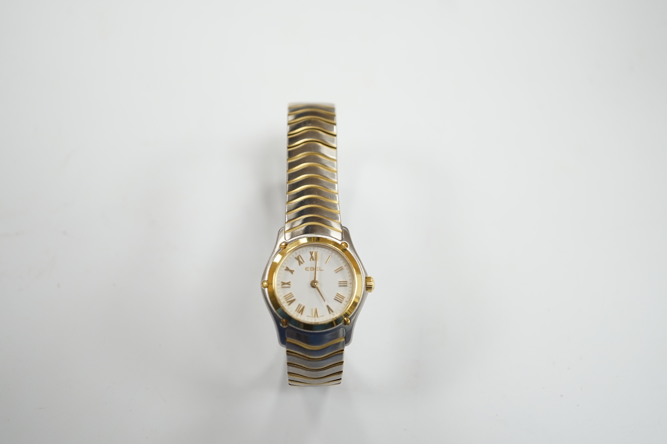 A lady's modern steel and gold plated Ebel Classic quartz wrist watch, with Roman dial. - Image 2 of 3