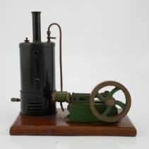 A Stuart Turner style stationary steam plant, with vertical boiler with fittings for a water sight