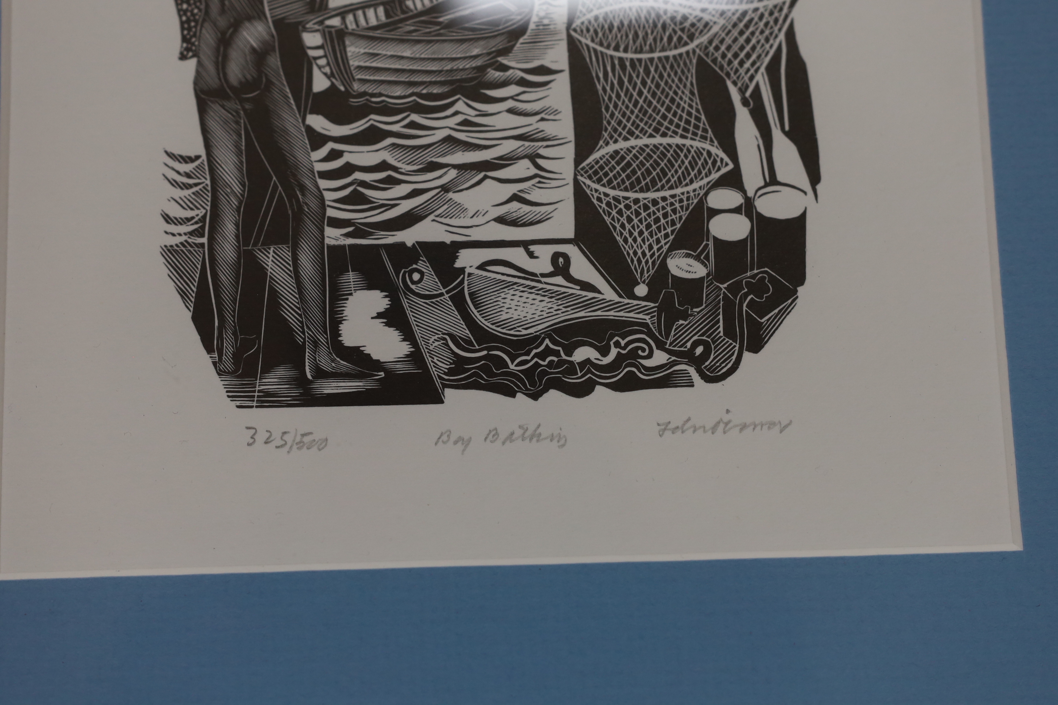 John O'Connor (1913-2004), wood engraving, Boy bathing, signed in pencil, limited edition 325/500, - Image 3 of 3