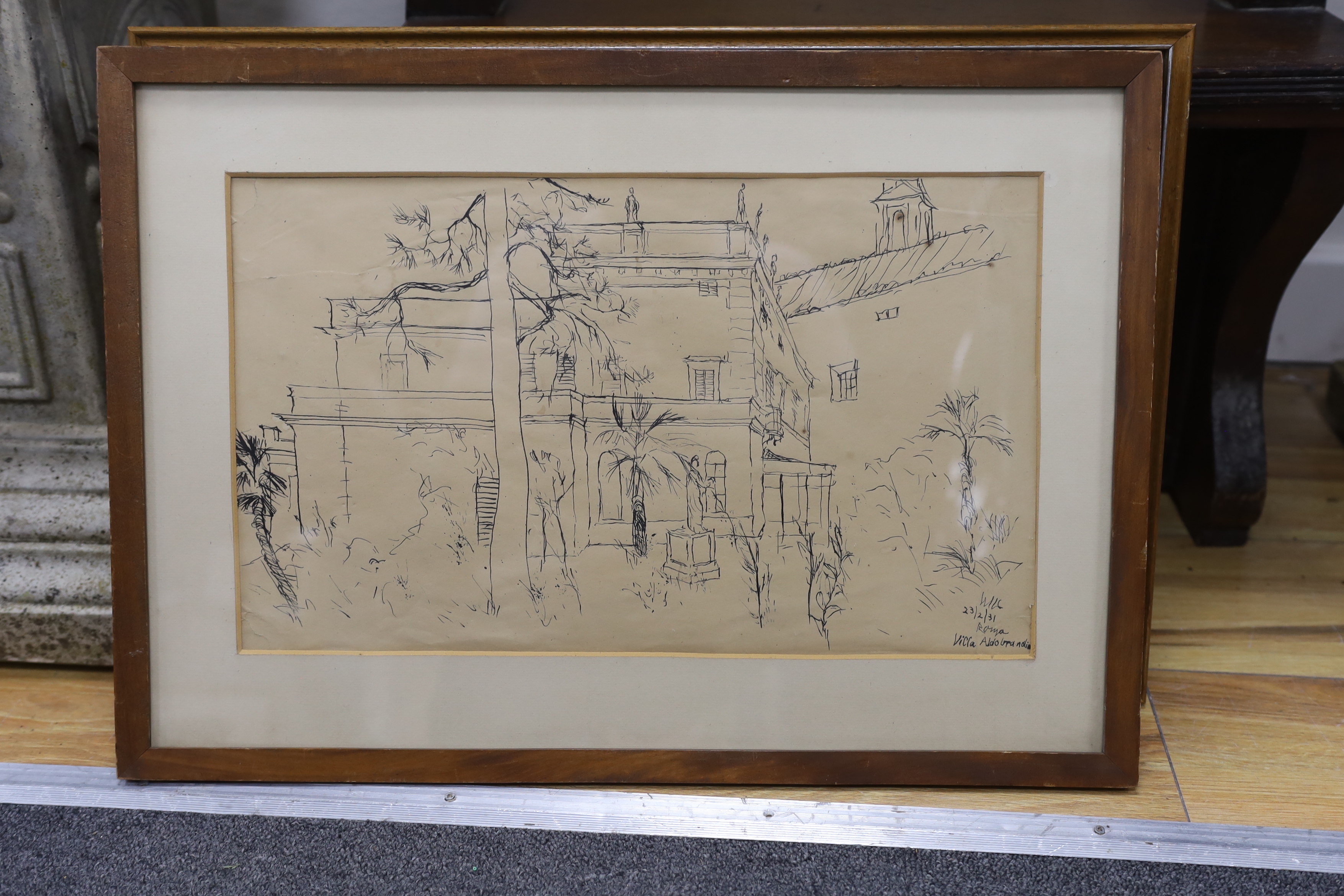 Katrina Wilczynski, four ink and charcoal sketches, Italian views and London street scene, each - Image 4 of 6