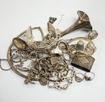 A quantity of assorted mainly silver, white metal and 925 jewellery including rings and bracelets