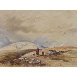 Edward Martindale Richardson (1810-1874), watercolour, Mountainous landscape with figures, details