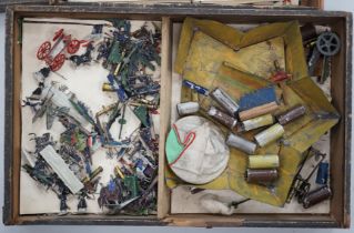 Two late nineteenth century wooden Haffner boxes of flat/semi-flat soldiers, contents believed to be