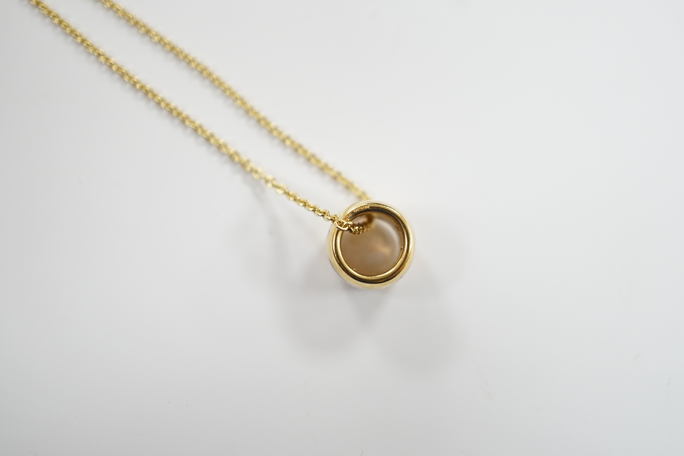 A modern Georg Jensen two colour 18ct gold barrel pendant, 10mm, on a Georg Jensen 18ct gold fine - Image 2 of 3