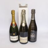 Three bottles of champagne - a bottle of Bollinger special cuvée, a bottle of champagne barons de