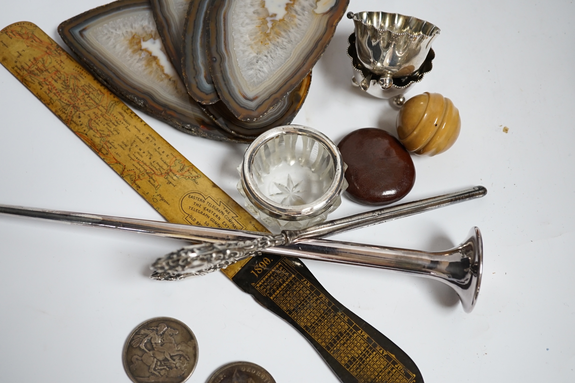 A treen, 1890 the Eastern telegraph company European map letter opener and mixed collectables - Image 4 of 8