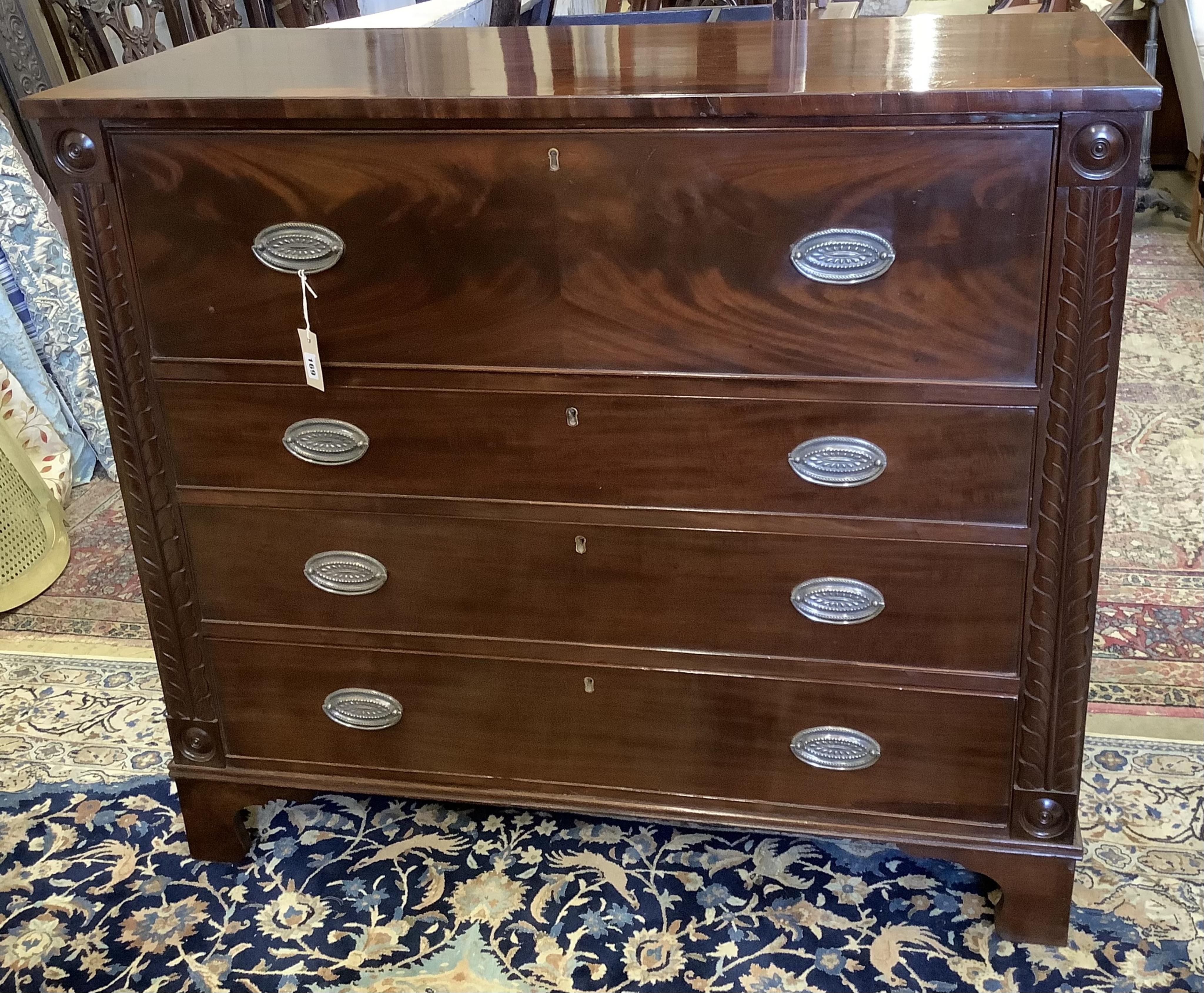 A George IV mahogany secretaire chest, width 120cm, depth 54cm, height 106cm