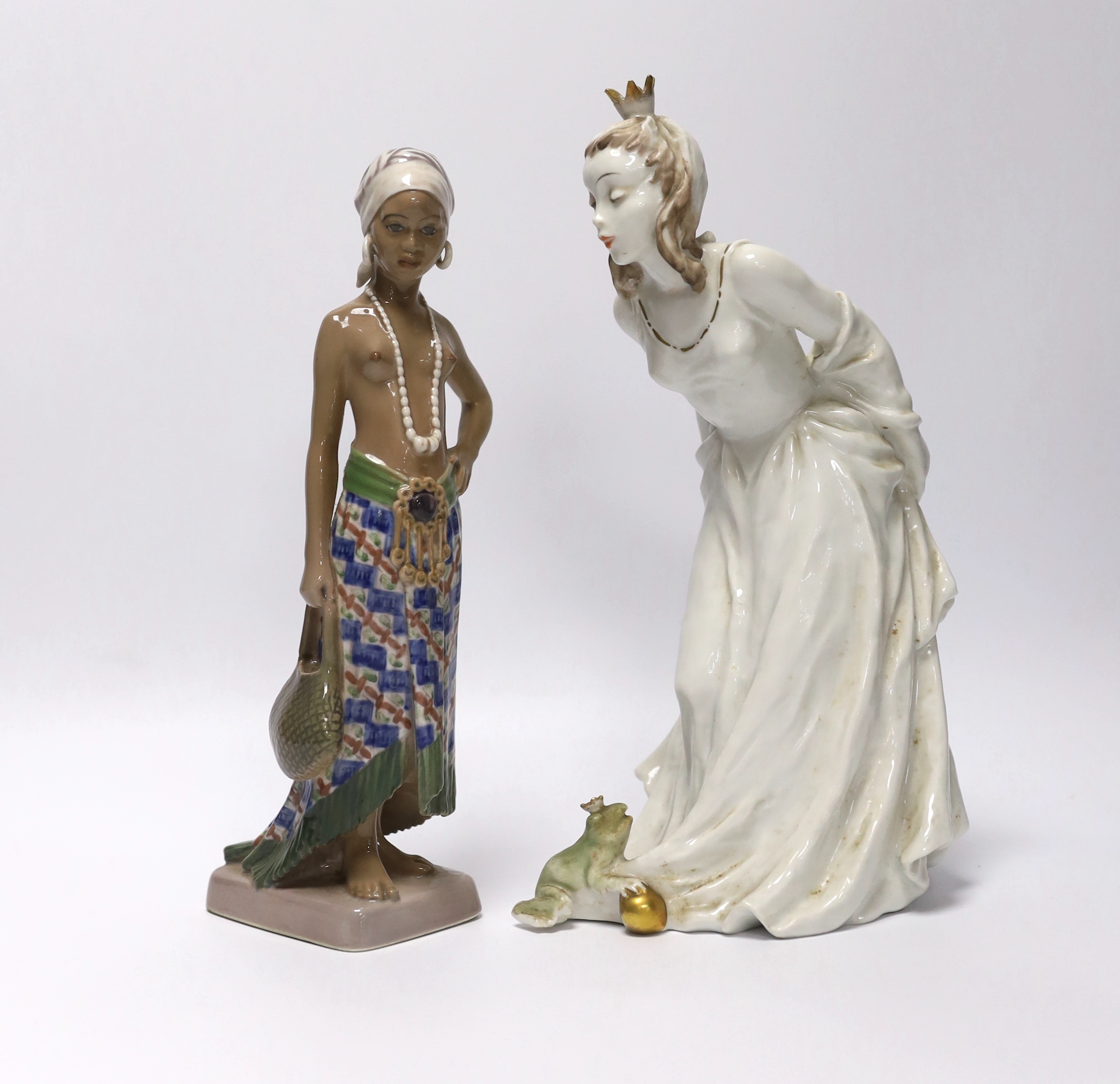 A Dahl Jensen, Copenhagen model of a Balinese female, initialled EK, numbered 1117 and a Rosenthal