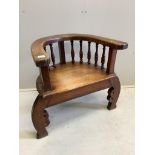An unusual Victorian and later mahogany tub elbow chair, width 69cm, depth 60cm, height 70cm