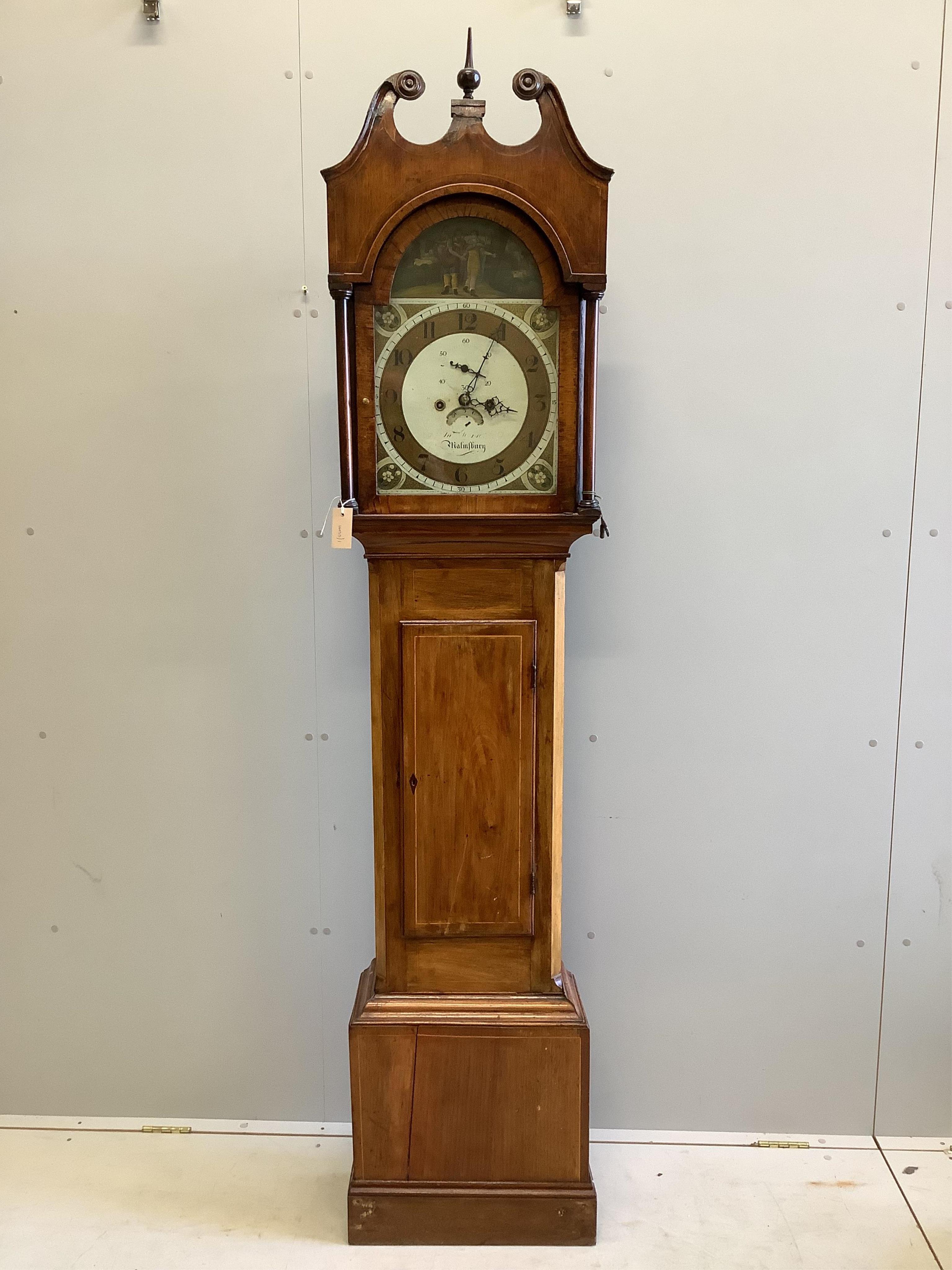 An early 19th century mahogany eight day longcase clock, height 216cm