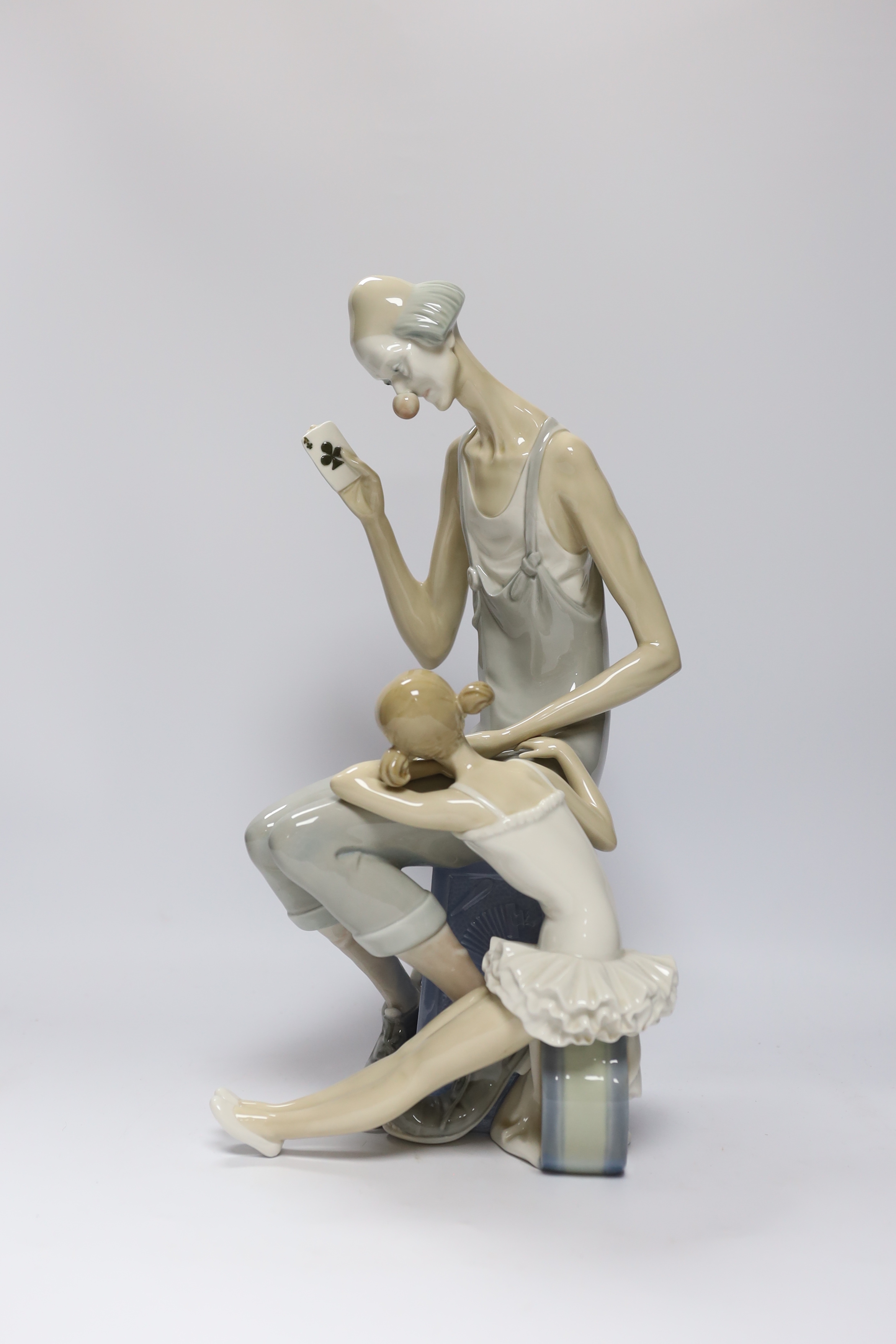 A Lladro figure group of a clown and ballerina, 42cm - Image 2 of 4