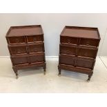 A pair of reproduction mahogany small chests, one with filing drawer, width 48cm, depth 43cm, height