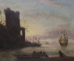 Late 19th / early 20th century, Dutch School, oil on canvas, Estuary scene with boats, unsigned,