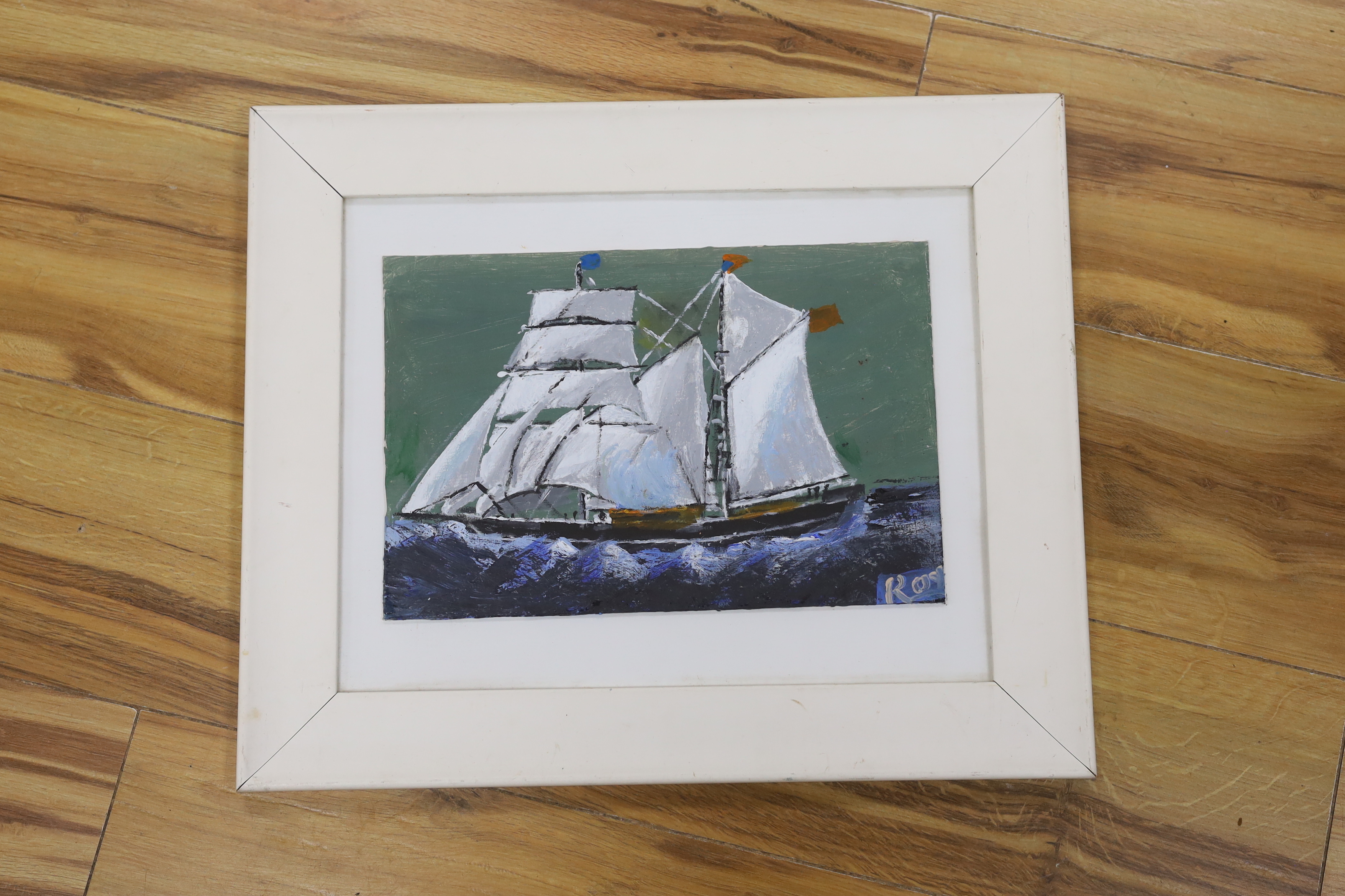 Roy Davey (Cornish, b.1946), oil, Sailing ship at sea, signed, 19 x 29cm - Bild 2 aus 3