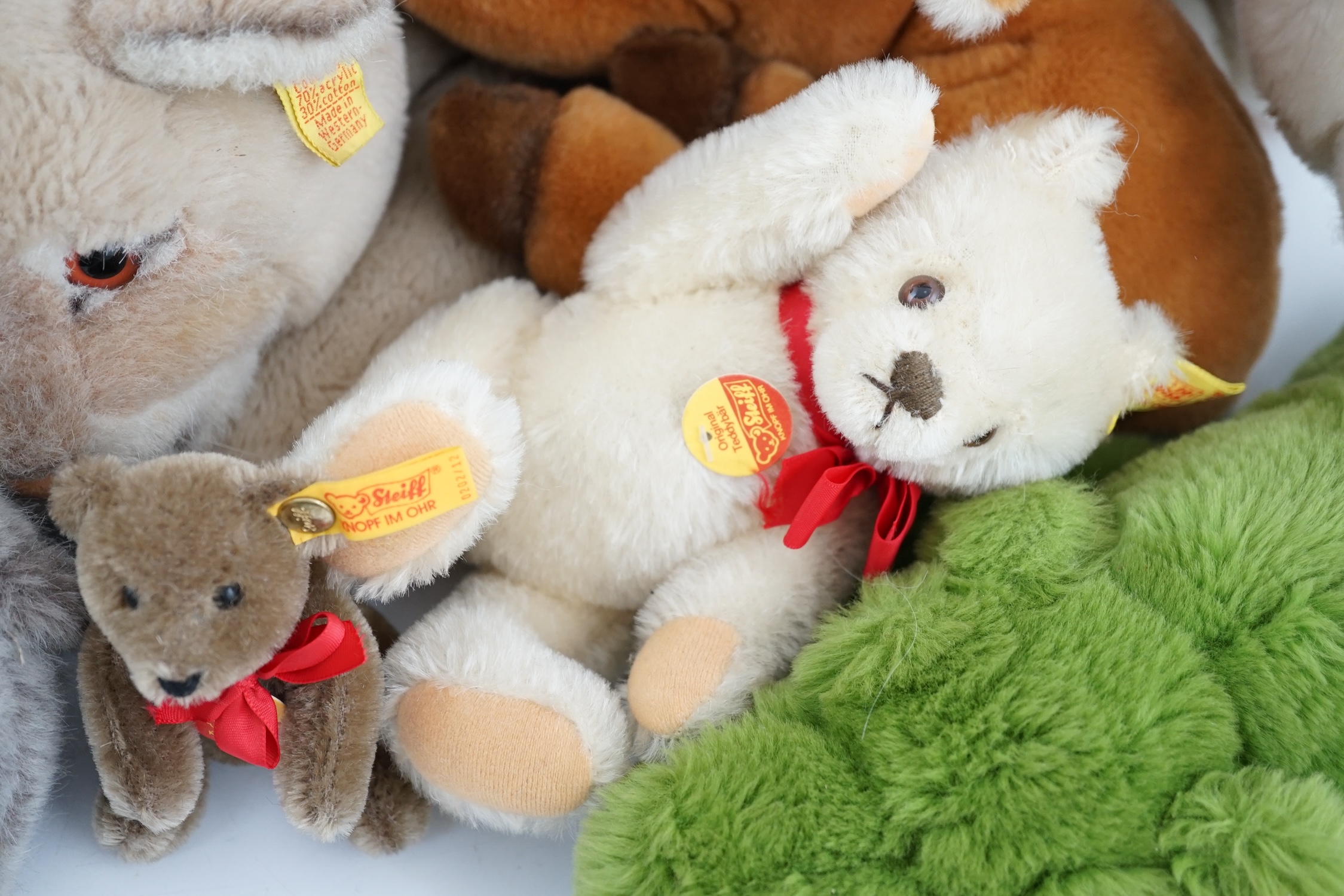 Ten assorted Steiff yellow tag animals, two yellow tag bears, together with Steiff catalogues - Image 12 of 14