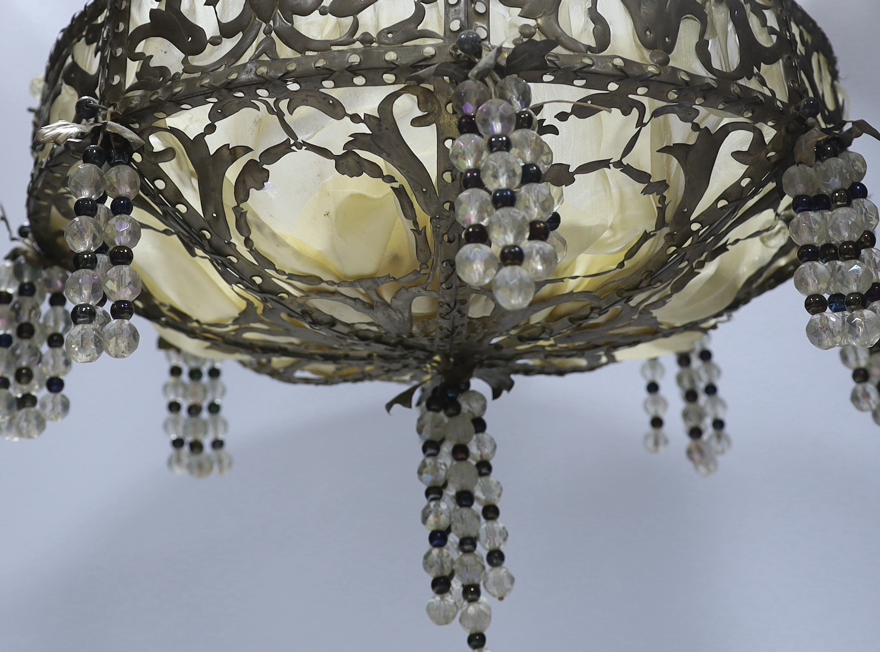 Two lustre drop hanging light shades, largest 40cm in diameter - Image 3 of 3