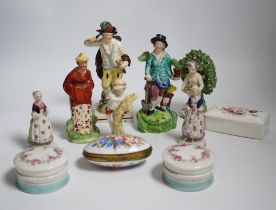 A group of early 19th century and later Staffordshire and other figures, Staffordshire enamel