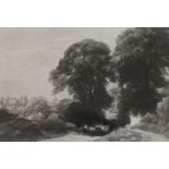 Sir Frank Short RA (1857-1945), etching, Horse and cart on a pathway, signed in pencil, print held