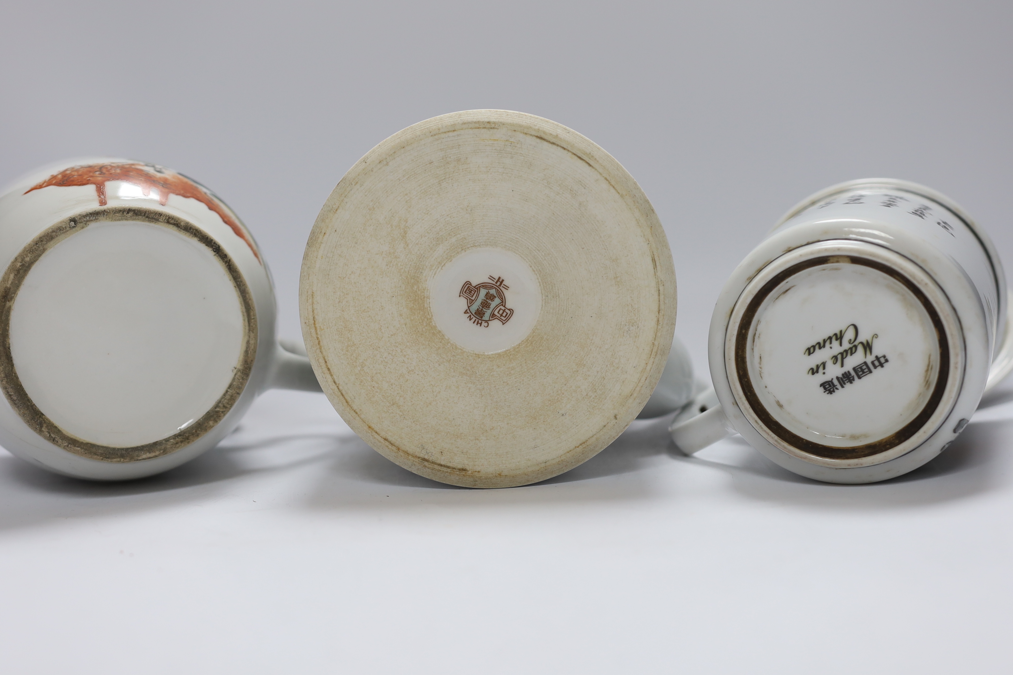 Cultural Revolution porcelain – two teapots and a pot and cover, tallest 17cm - Image 4 of 4