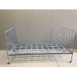 A late 19th century French wrought iron daybed, width 180cm, depth 81cm, height 92cm