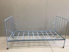 A late 19th century French wrought iron daybed, width 180cm, depth 81cm, height 92cm