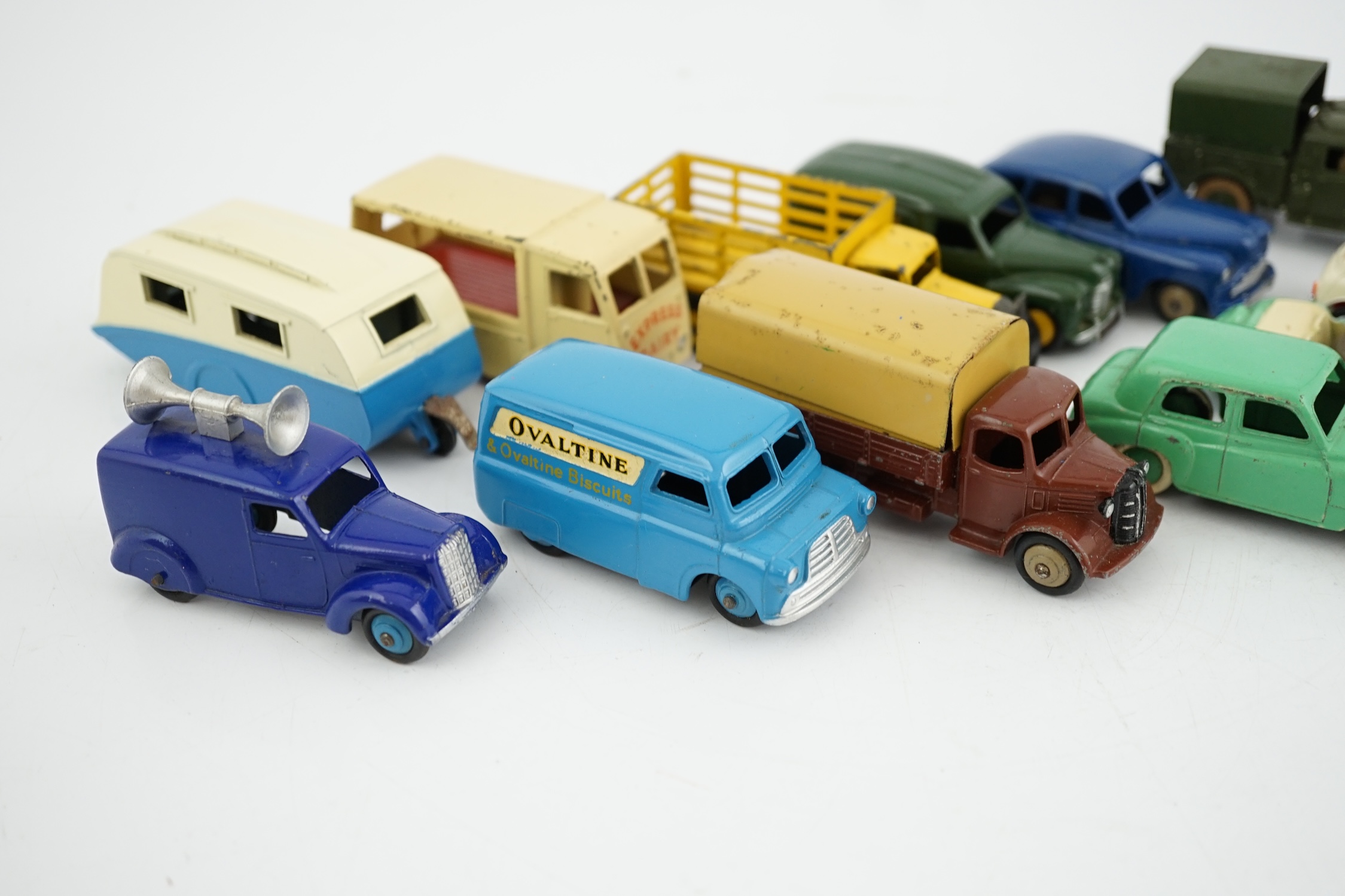 Twelve Dinky Toys, including; Austin van, Vanguard, Market Gardener’s wagon, Hillman Minx, MG - Image 2 of 6