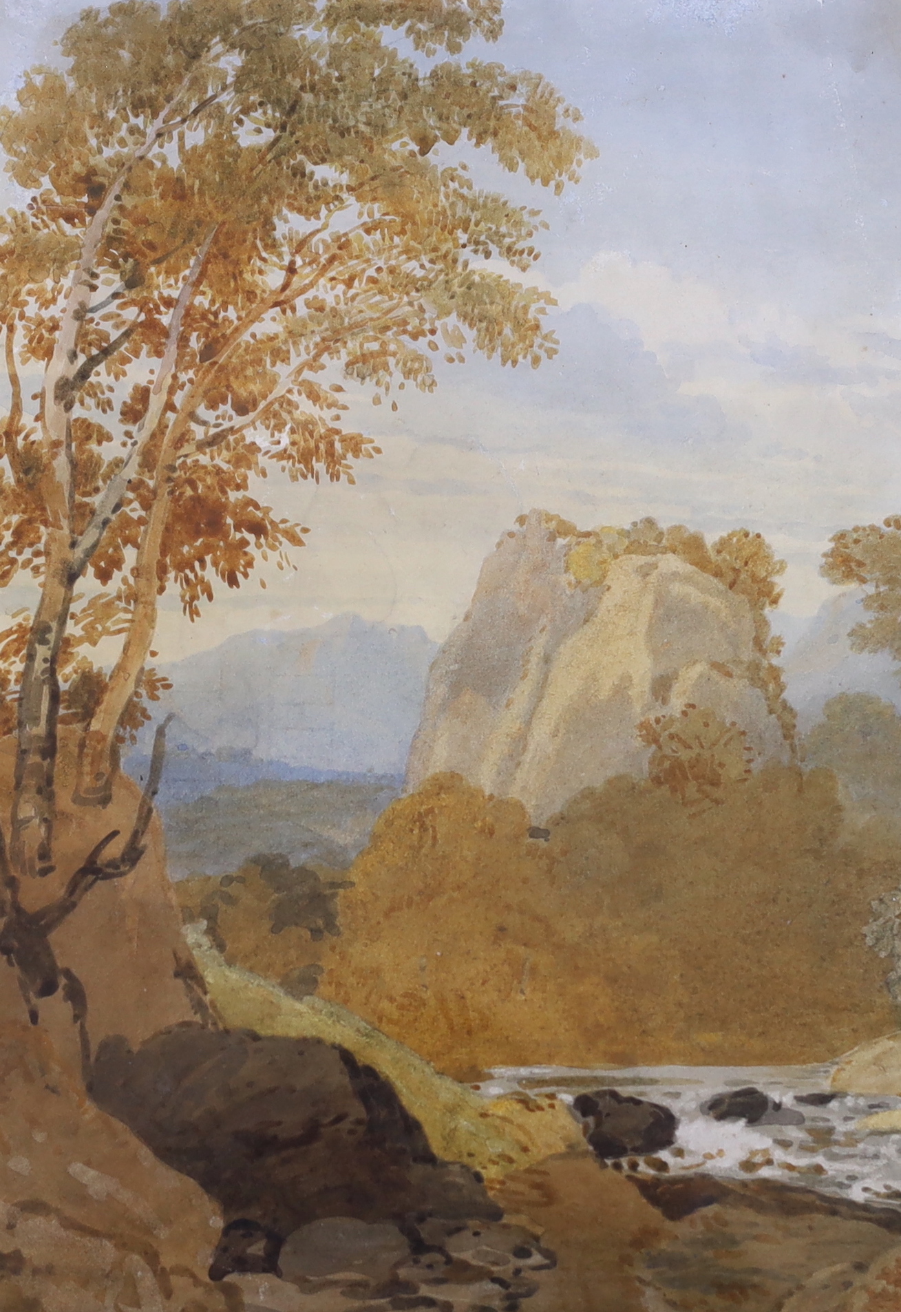 George Barrett Jnr. OWS (1767-1842), watercolour, Mountainous landscape, unsigned, Abbott & Holder